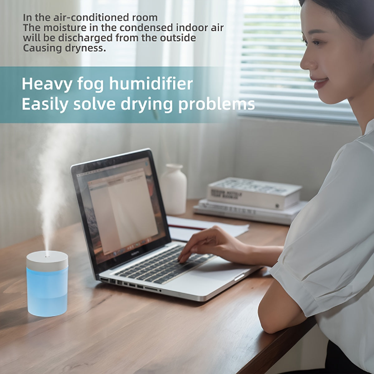 200ml Soundwave Technology Humidifier with Fine Mist Atmosphere Light and USB Power