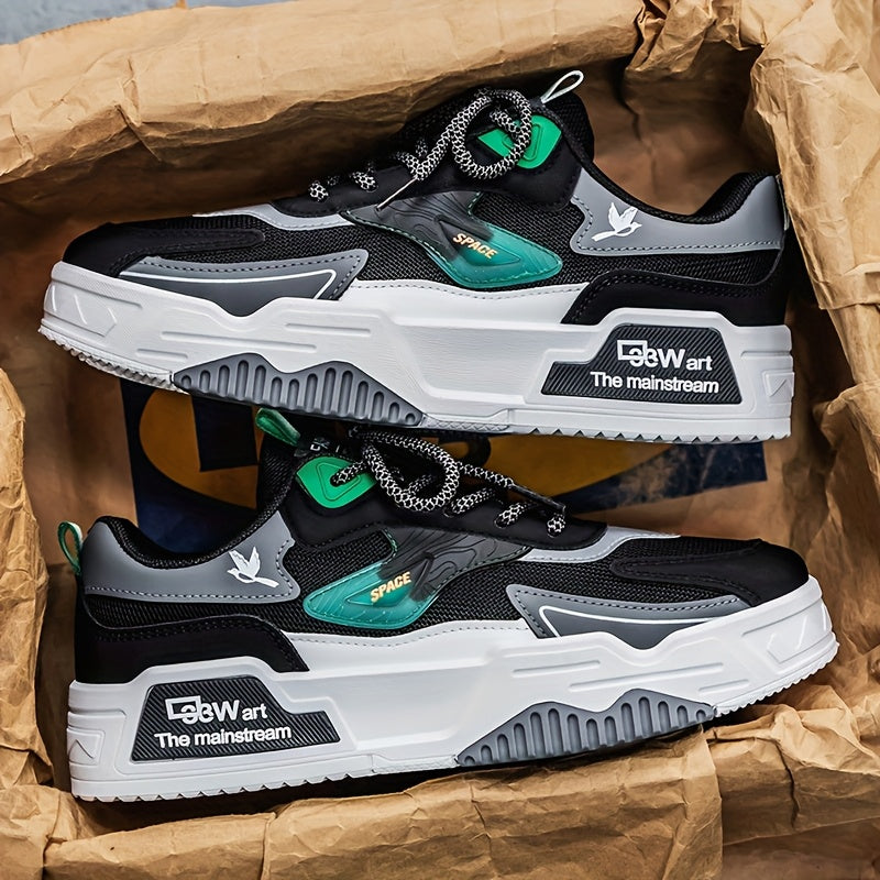 Zapatillas de skate de color sólido para hombre, de caña baja, con cordones, calzado casual