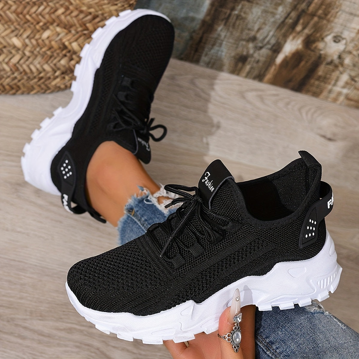 Women's White Mesh Breathable Running Shoes, Lightweight Casual Sneakers
