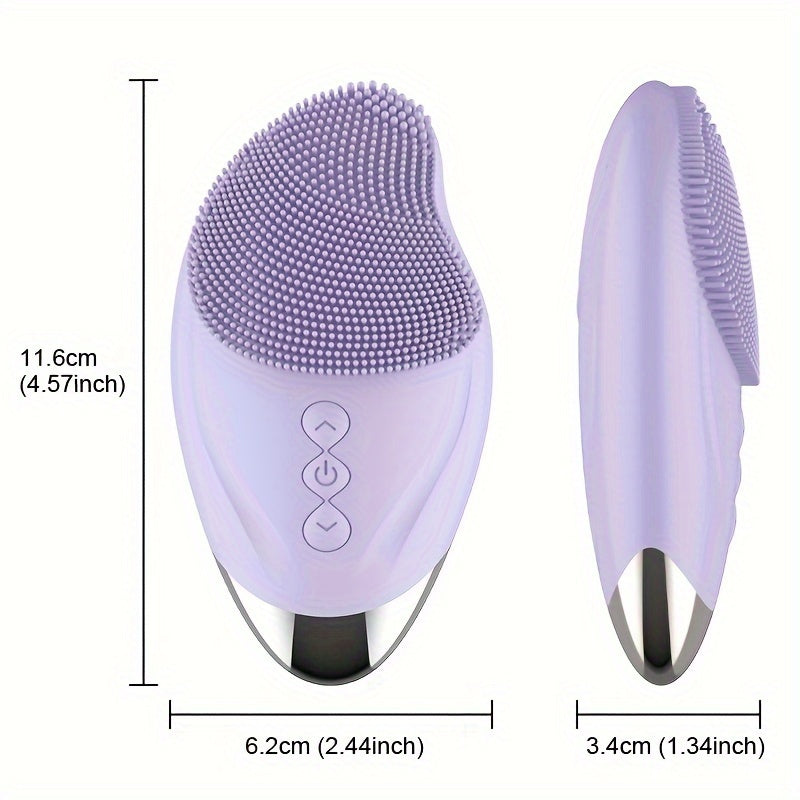 Electric Facial Cleansing Brush with Heated Eye Massage Portable Silicone Face Cleaner USB Rechargeable Deep Exfoliation Blackhead Removal for Men Women