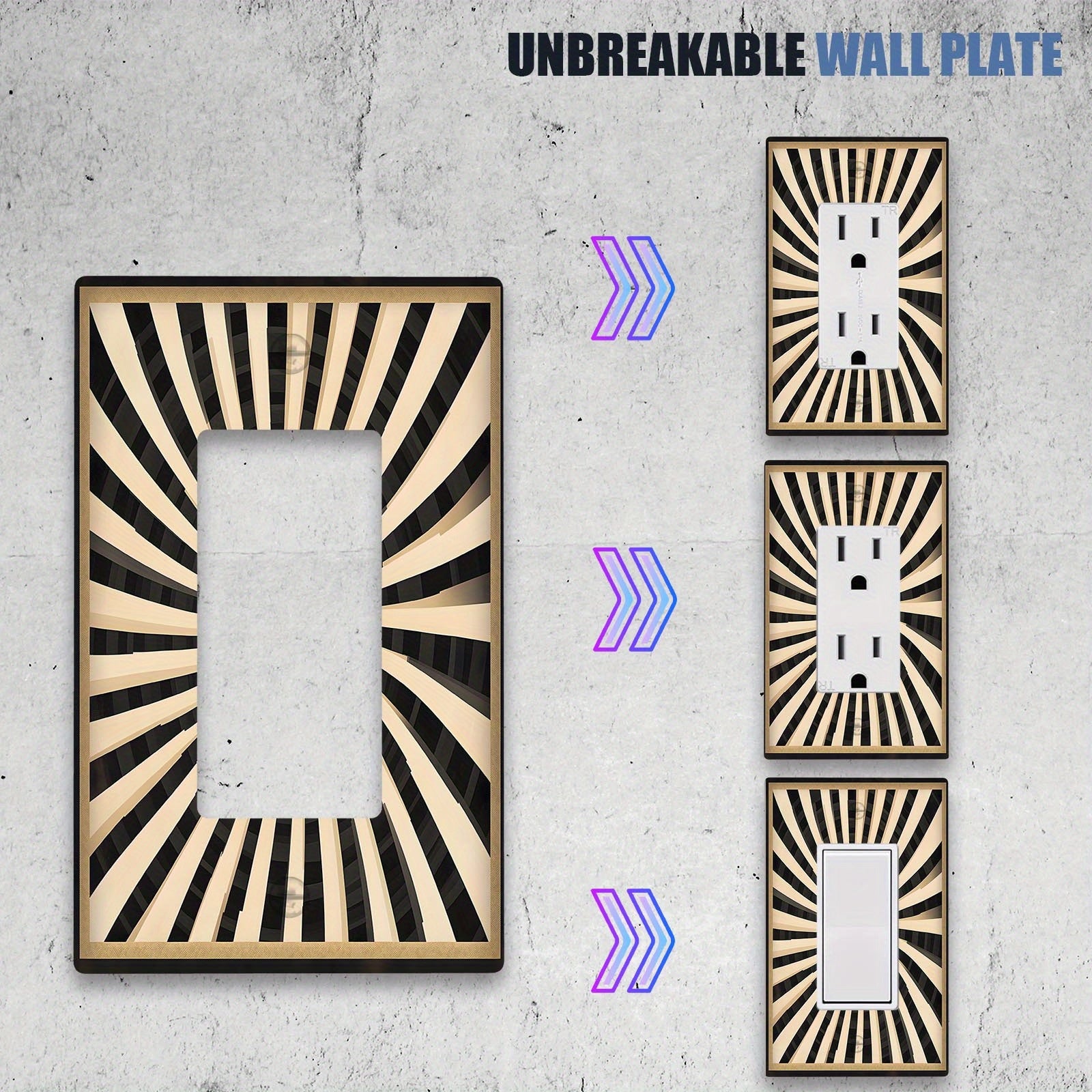 1 dona Yagona/Ikkita Gang Spiral naqshli dekorativ devor switch plitkasi - issiqlik va rang o'zgarishiga chidamli, batareya yoki elektr talab qilinmaydi