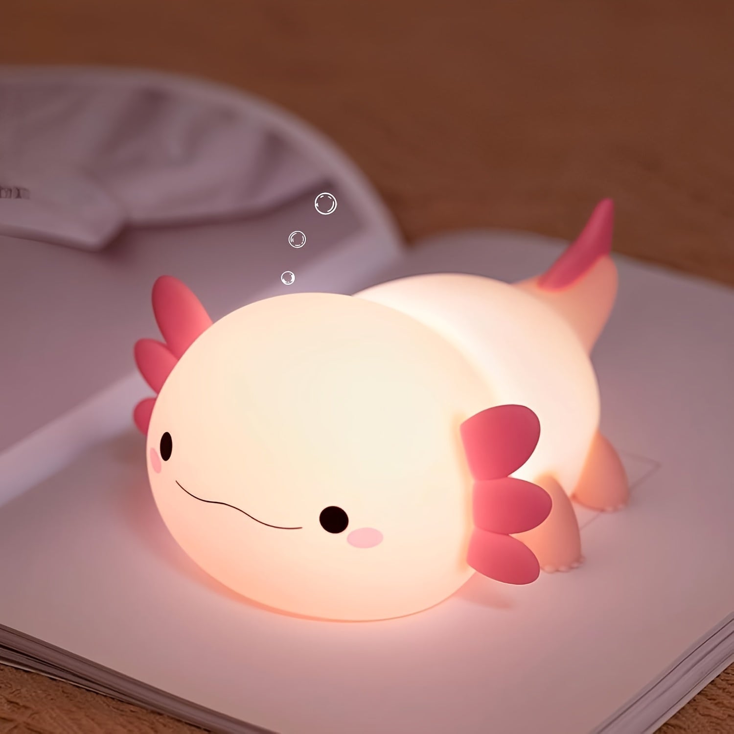 Axolotl kechasi chirog'i: Qiziqarli salamandra lampasi, dimmable LED kechasi chirog'i, timer bilan, USB orqali zaryadlanadigan. Sovg'alar va bezaklar uchun mukammal.