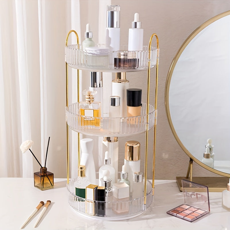Spacious Rotating Makeup Organizer with Adjustable Carousel for Cosmetics