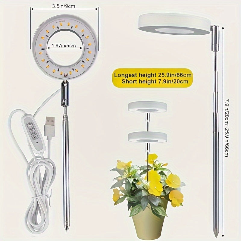 LED Grow Light for Indoor Plants Full Spectrum Height Adjustable Dimmable Timer