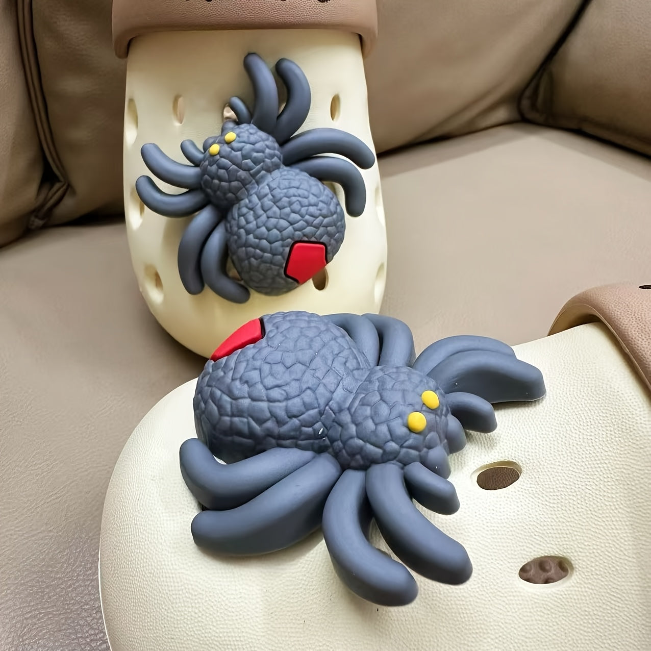 Women's Hole Shoes with 3D Floral Buckles and Spider Accessories