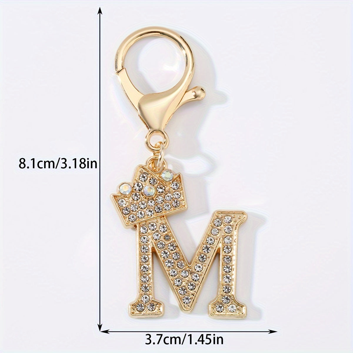 Men's Zinc Alloy Keychain with Artificial Diamond Crown and Letter Charms