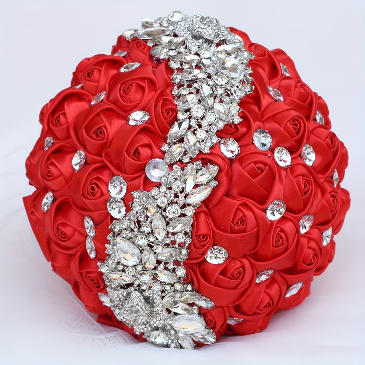 Elegant Bridal Bouquet with Crystals Polyester Spandex Handheld Wedding Flower