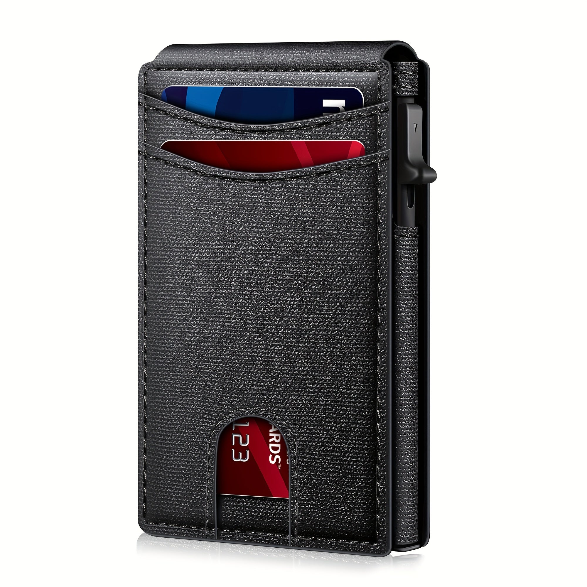 Мужской черный бифолдерский кошелек с RFID-блокировкой и держателем карт, стиль минимализм из карбона