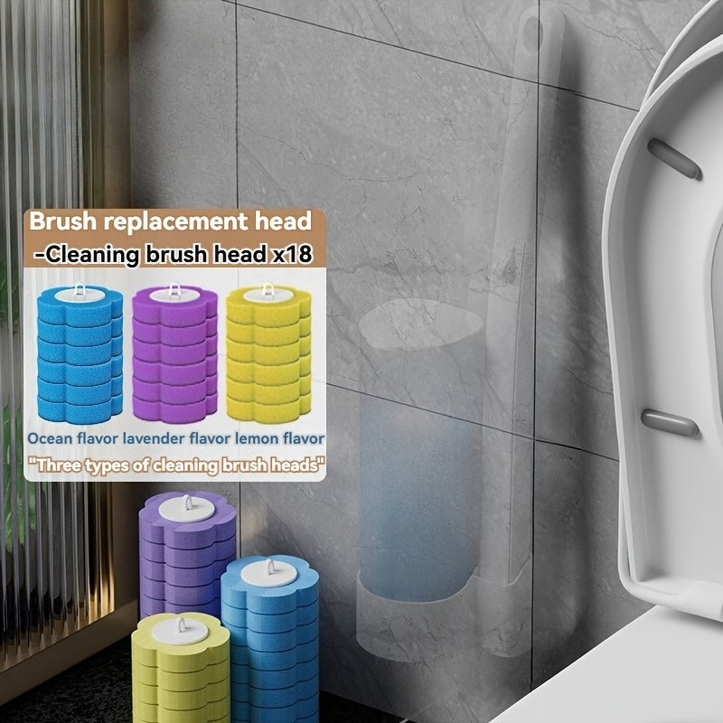 Bir martalik hojatxona cho'tkasi to'plami - oson tozalanadigan, devorga o'rnatiladigan, batareyasiz, hojatxona va hojatxona tozalash uchun ideal.