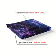 Set of 2 Purple Galaxy Print Duvet Cover Sets Microfiber Bedding for Bedroom