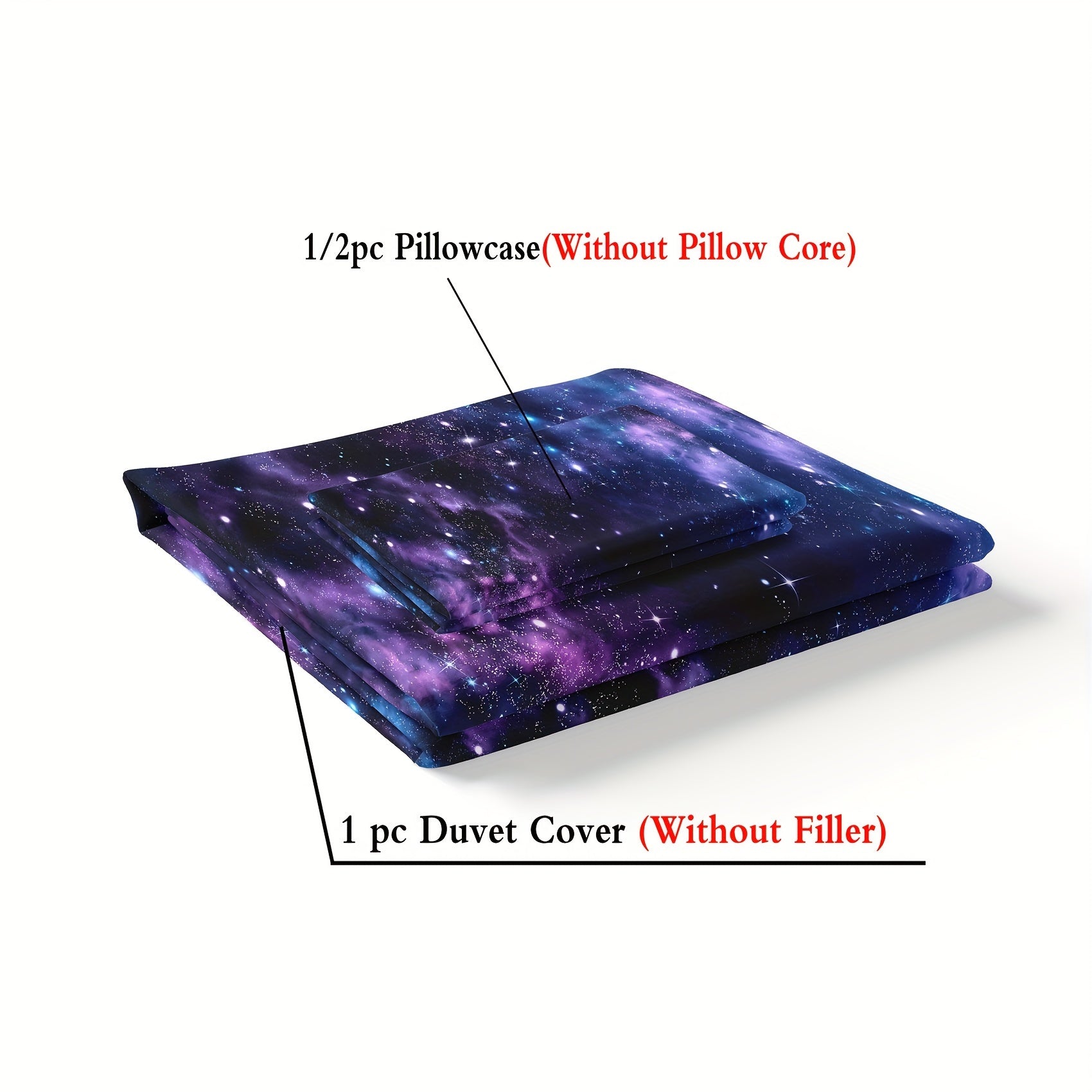 Set of 2 Purple Galaxy Print Duvet Cover Sets Microfiber Bedding for Bedroom