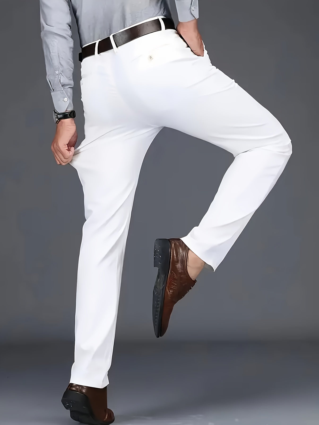 Мужские бордовые узкие классические брюки из 100% полиэстера для всех сезонов, официальная одежда