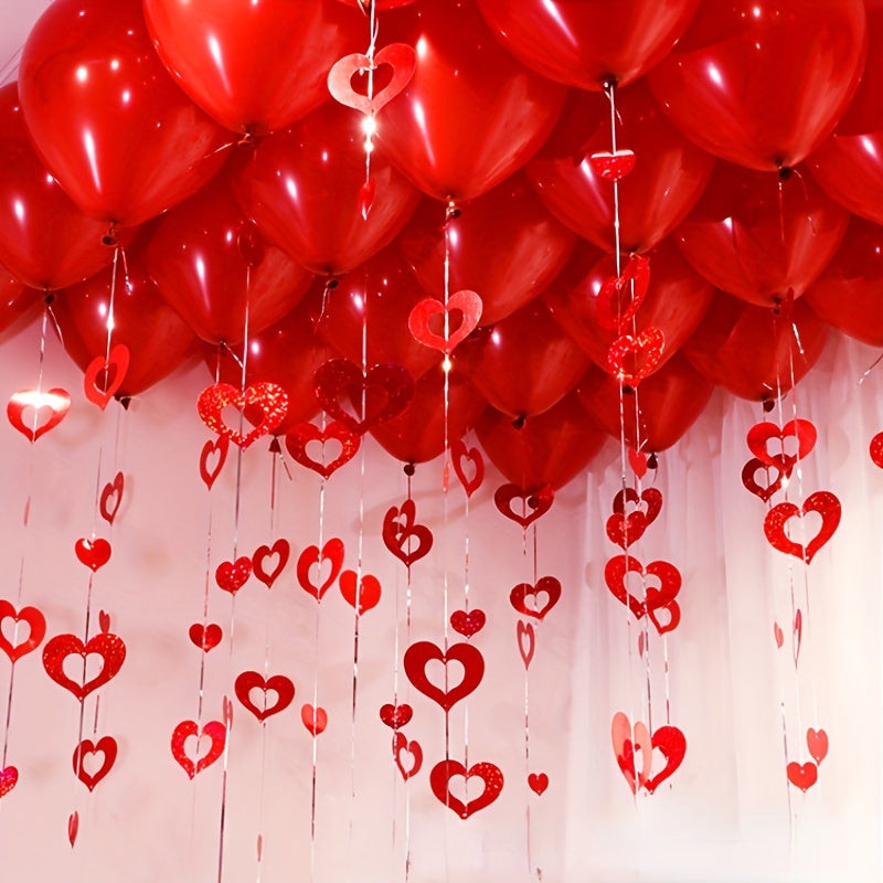 200 Red Heart Sequin Hanging Decorations for Valentine's Day Weddings Parties