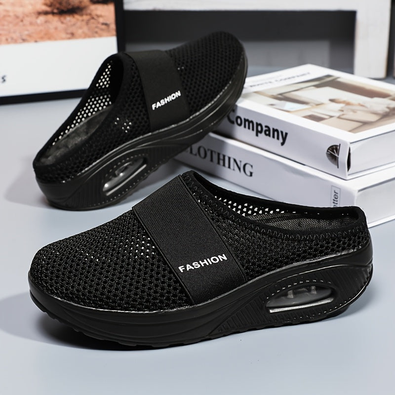 Ayollar uchun nafas oluvchi mesh slip-on platform sport poyabzali, kundalik va barcha mavsum uchun oyoq kiyim