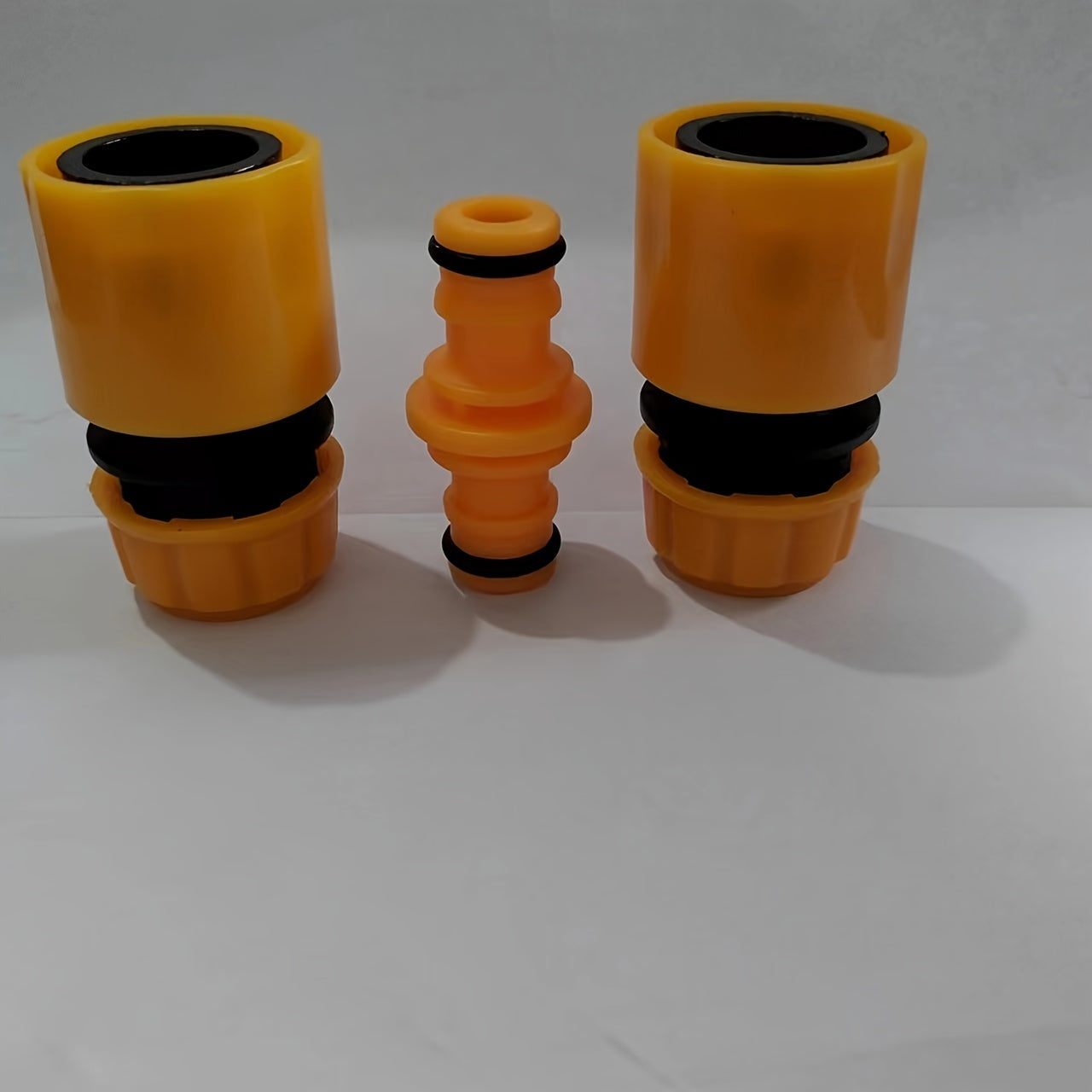 Set of 2 Water Pipe Fittings with Universal Nipple Rubber Yellow Inlet Connectors