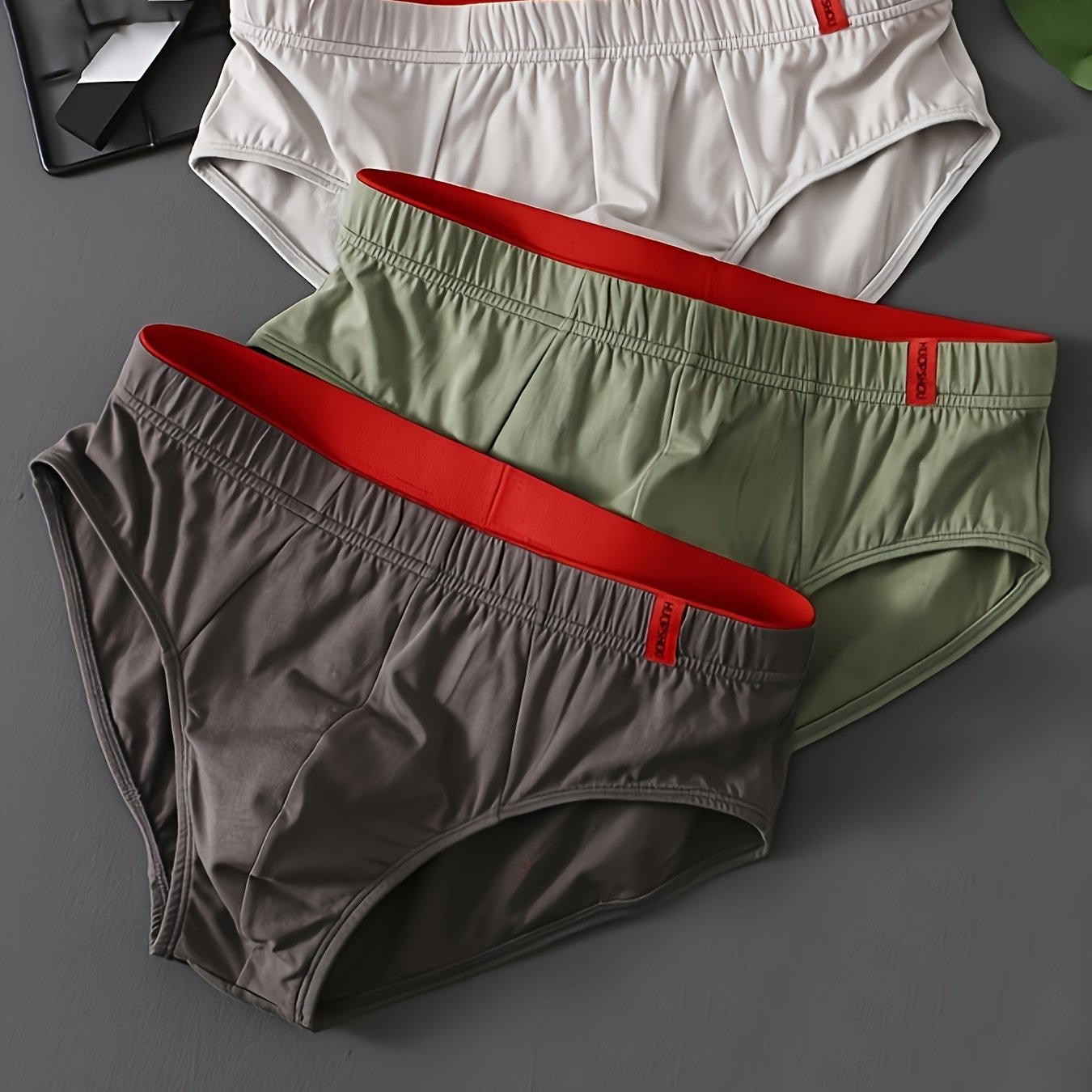 Men's Cotton Briefs 3 Pack Low-Rise Breathable Stretch Solid Colors Elastic Waist Casual Wear