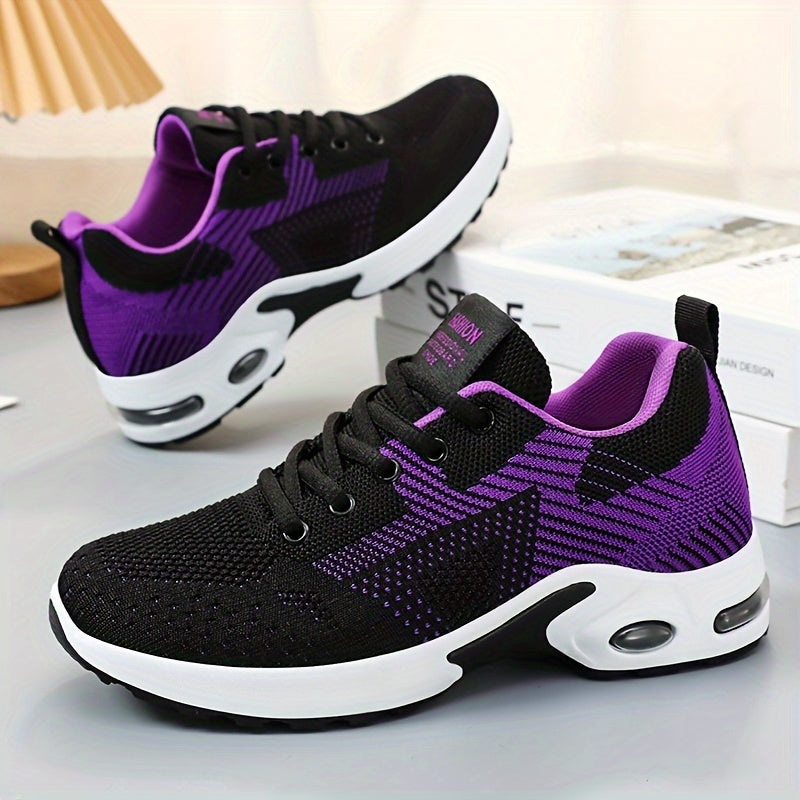 Women's Colorblock Casual Sneakers Lace Up Lightweight Walking Shoes Plus Size