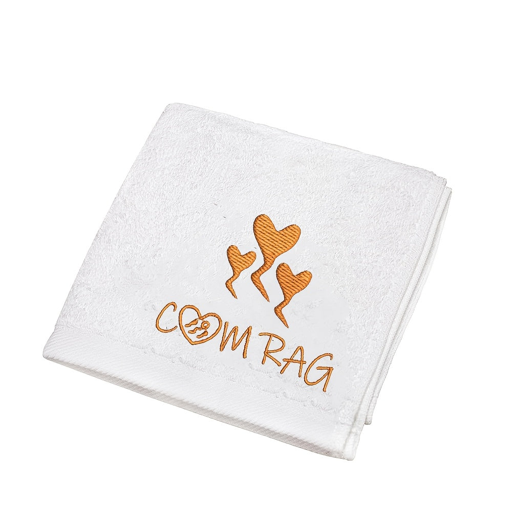 Romantic Embroidered Cotton Towel for Couples Heart Design Soft Absorbent Gift