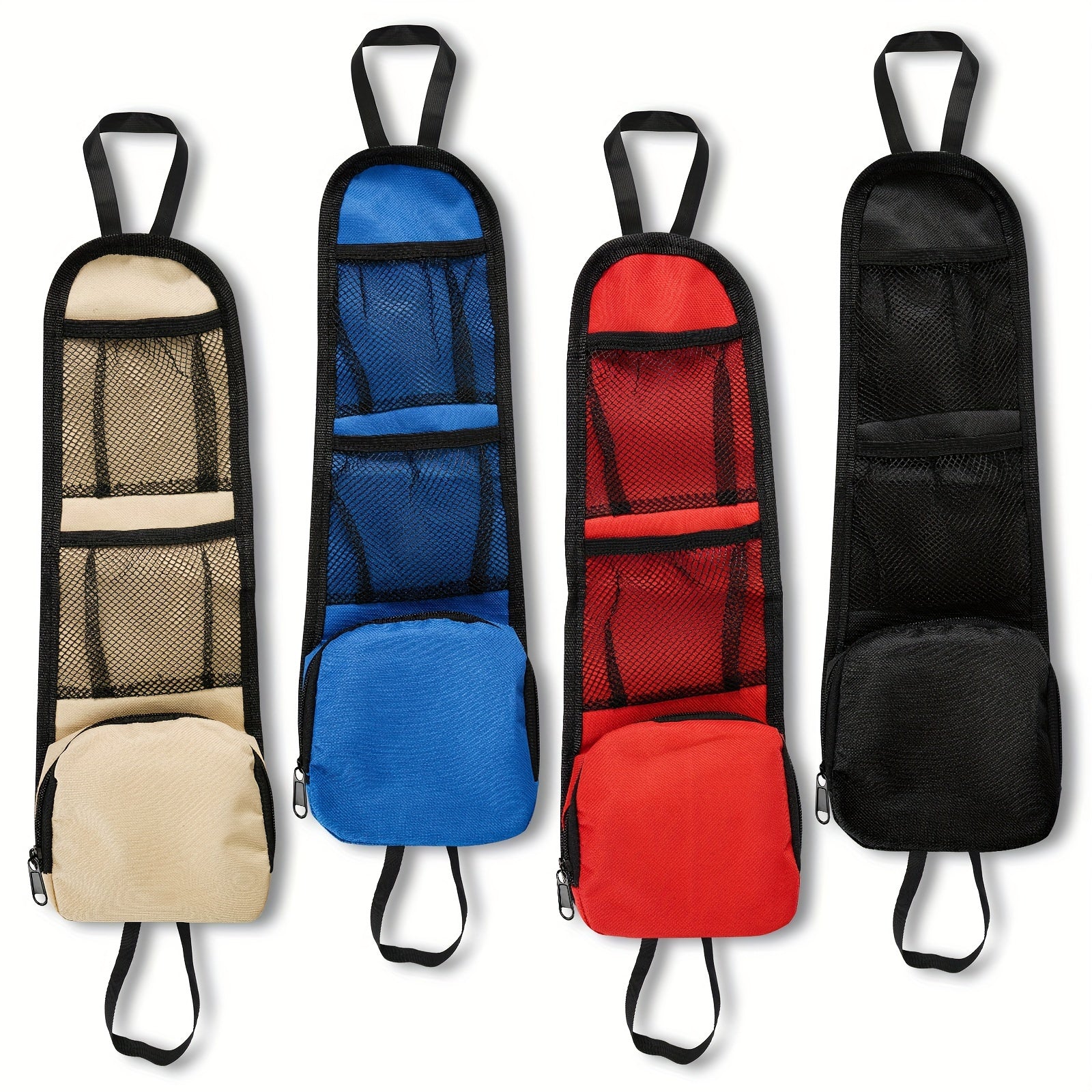 Organizador de respaldo para asiento de coche con bolsillos laterales, bolsa colgante de poliéster duradero, negro, azul, rojo, beige