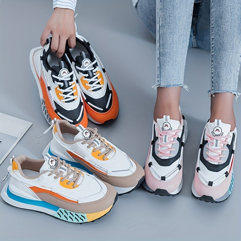 Women's Low-Top Lace-Up Casual Sneakers Breathable Fabric All-Season Comfort