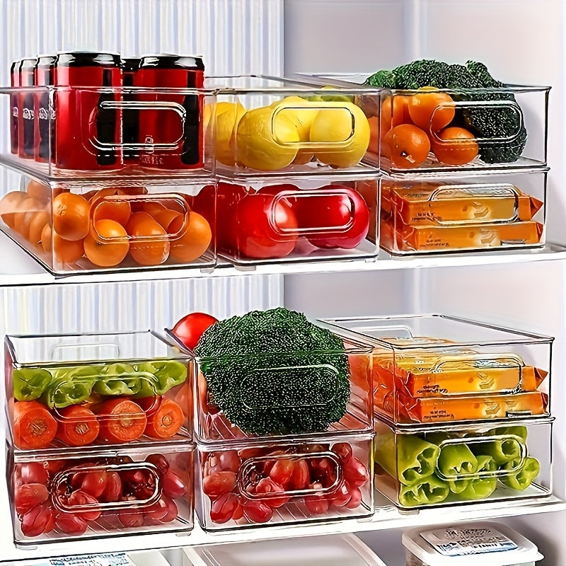 6-Pack Clear Stackable Refrigerator Organizer Bins for Food Storage in Pantry and Freezer