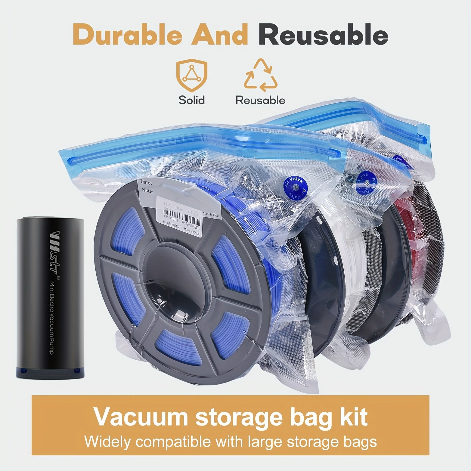 Sayohat va 3D bosma rulolarini saqlash uchun mini elektr vakuum yopishtiruvchi