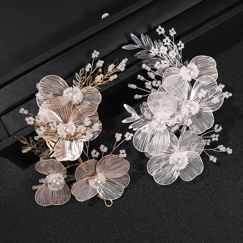 Wedding Hair Accessory for Women Faux Pearl Flower Headband Bridal Bridesmaid Party