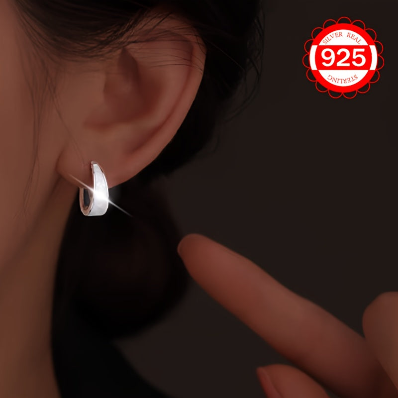 Hypoallergenic Silver Earrings for Women Oil Drop Circle Design Round Circle Ear Buckle Gift for Couples and Weddings