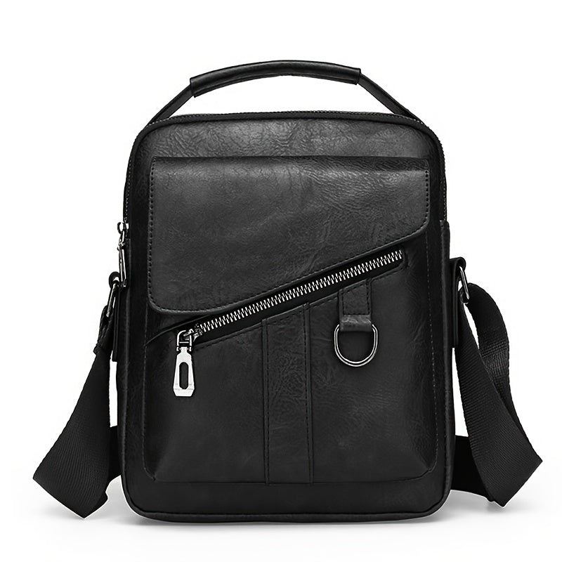 Men's Large Capacity Crossbody Bag with Adjustable Strap Multi-Pocket Durable Solid Color for Daily Commute and Travel