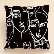 Funda de cojín con figura abstracta, poliéster, punto, blanco y negro, sofá, decoración para sala de estar