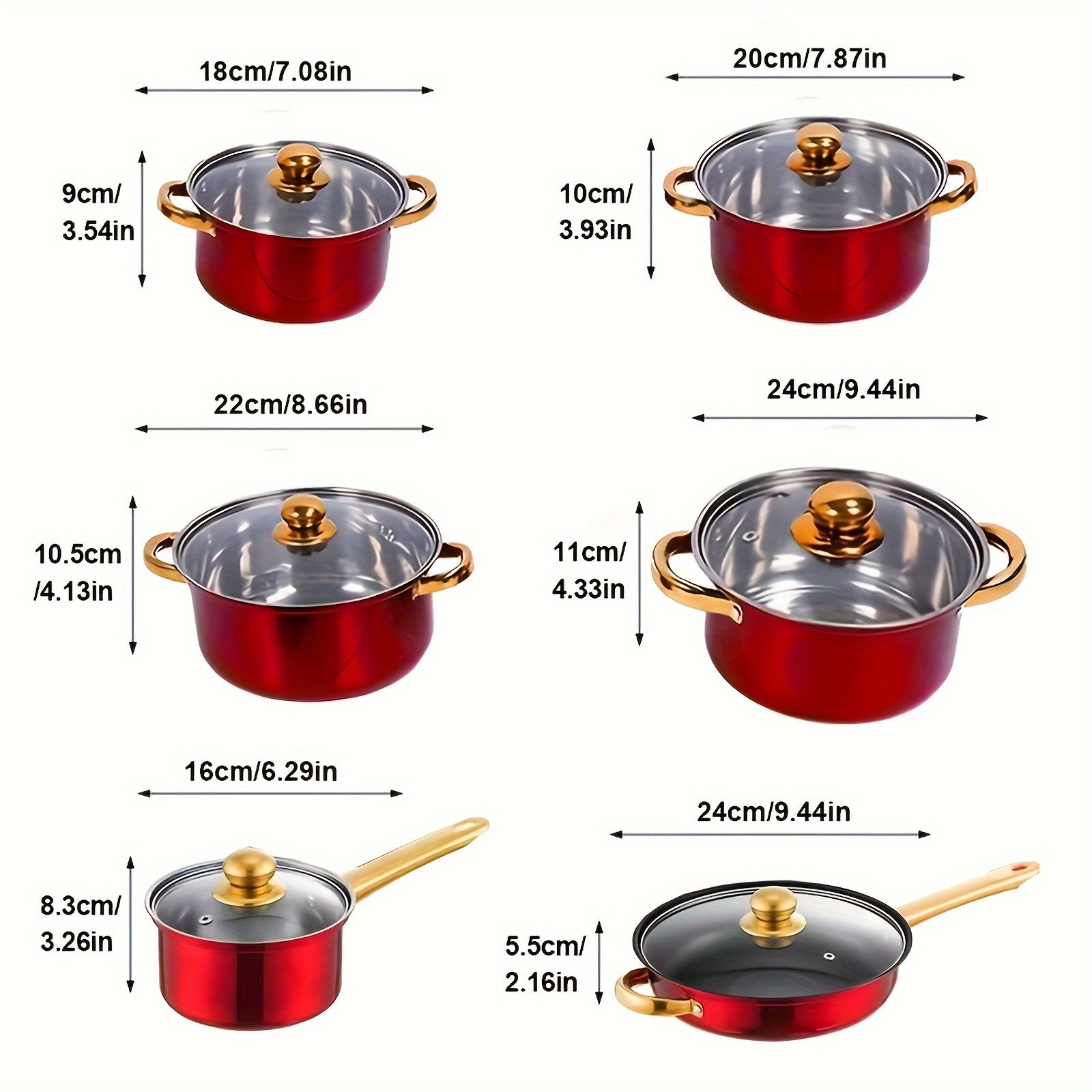 Набор воков из нержавеющей стали на 6 предметов - антипригарные, легко очищаемые кухонные принадлежности, идеальные для жарки, тушения и приготовления супов