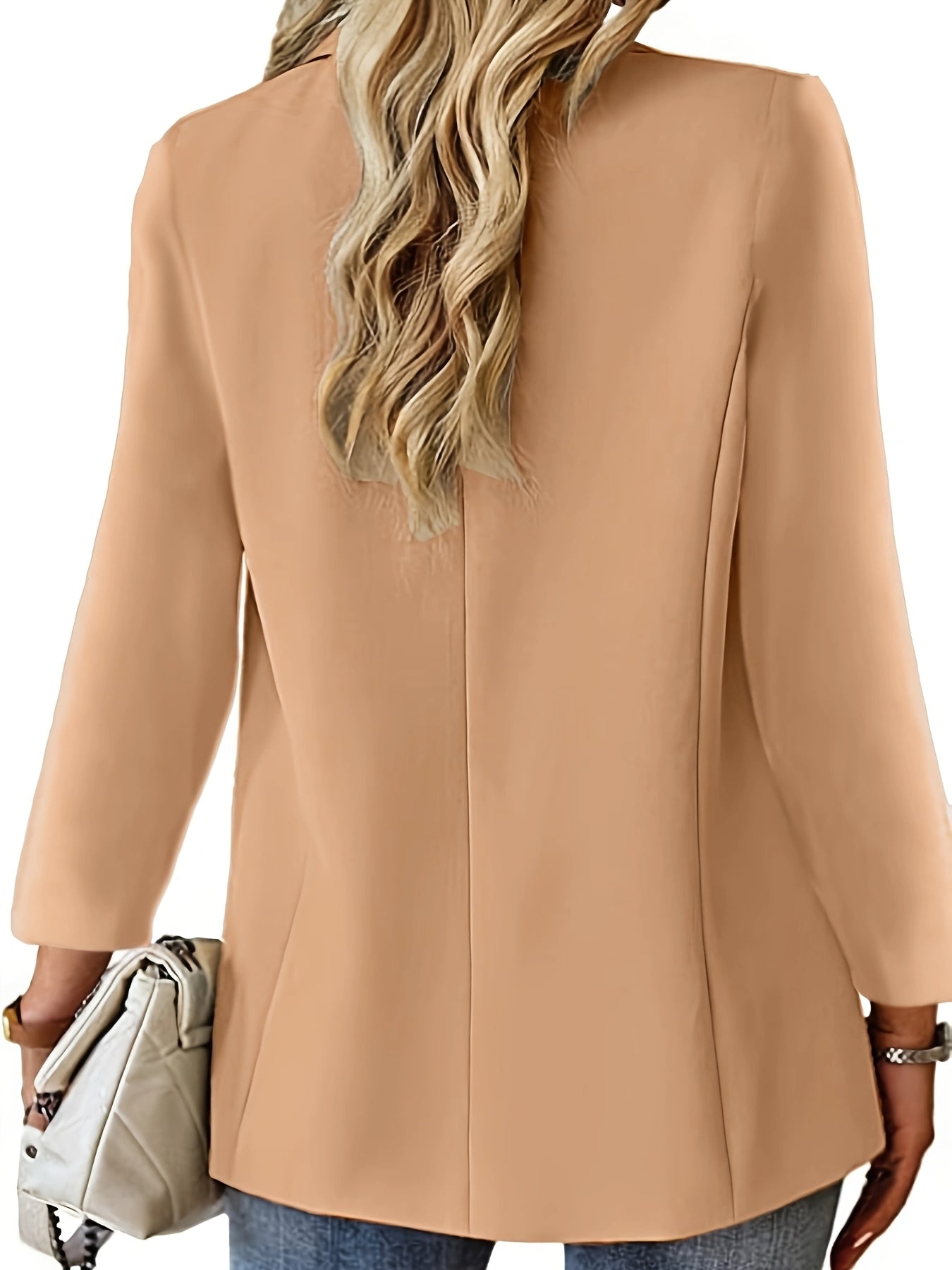 Women's Casual Solid Color Polyester Blazer with Pockets Long Sleeve Regular Fit