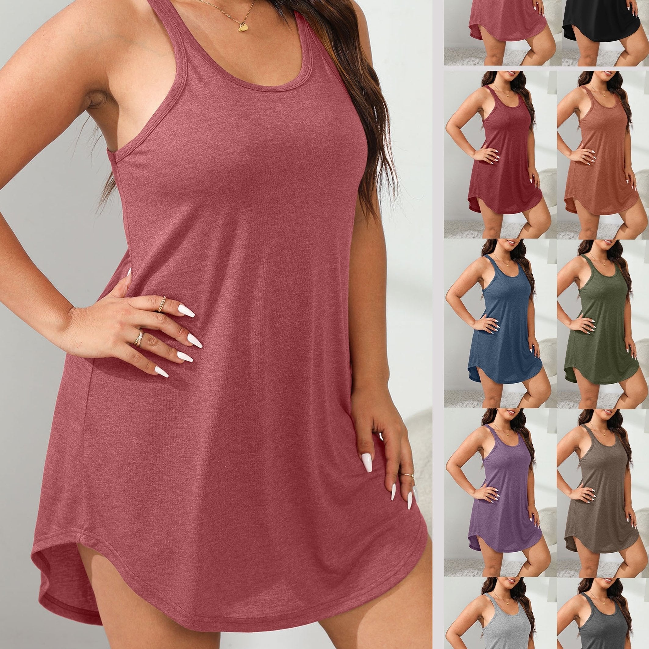 Ayollar uchun kattaroq o'lchamdagi paxta tank top, kechki kiyim, uyqu kiyimi