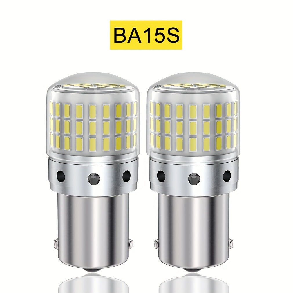 2 Pack LED Car Turn Signal and Reverse Bulbs White 1156 7440 3157 P21W