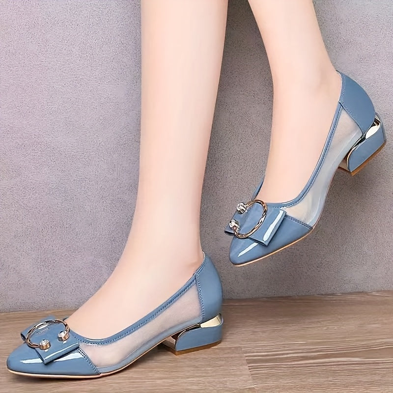 Women's Spring and Autumn Mesh Hollow Thick Heel Shoes