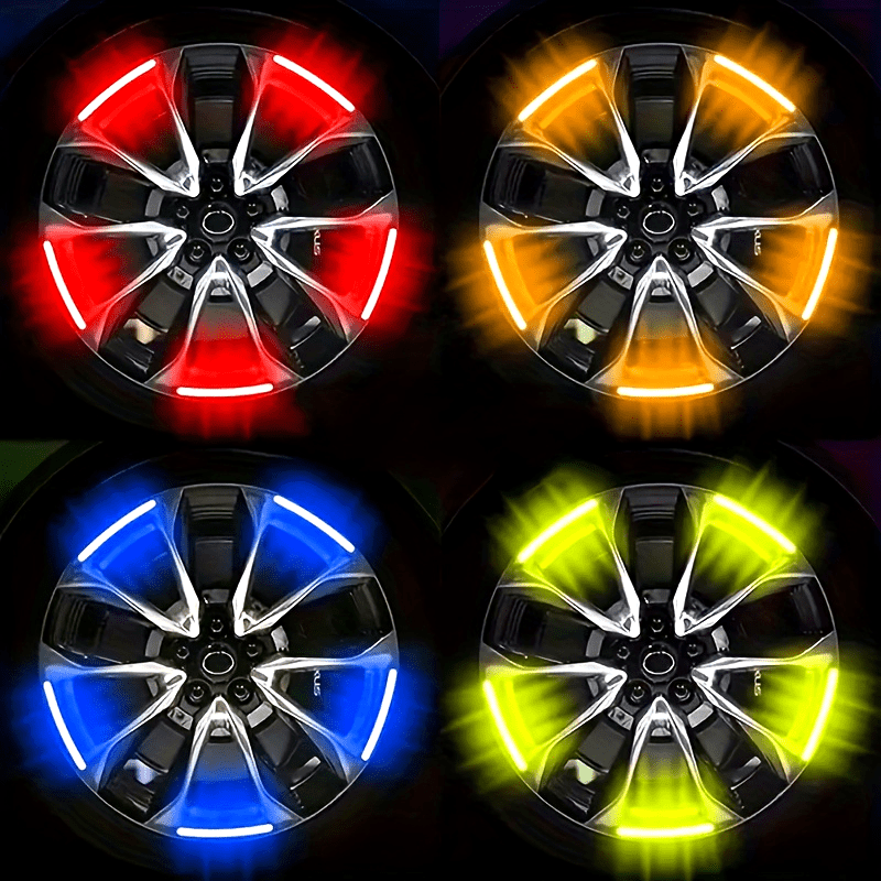 20Pcs Reflective Wheel Hub Stickers Luminous Tire Rim Decals for Cars Bicycles