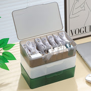 Desk Organizer Storage Box with Grids and Lid for Cables Chargers Batteries and Accessories