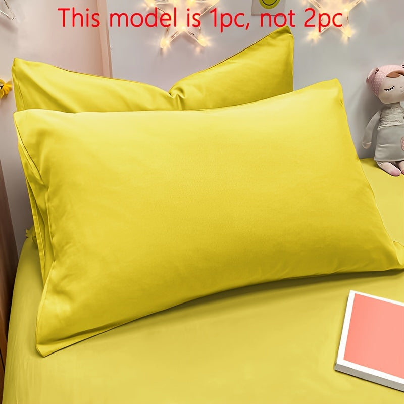 Soft Brushed Solid Color Pillowcase with Envelope Closure, Machine Washable Bedding