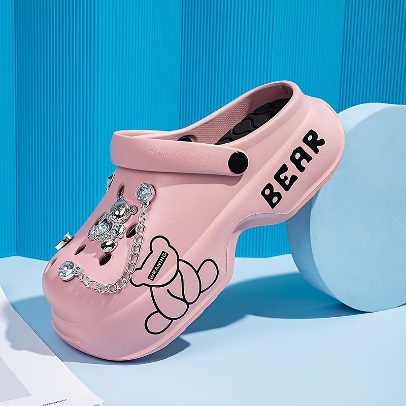Women's Pink Bear-Themed EVA Slippers Soft Comfortable All-Season Fashion