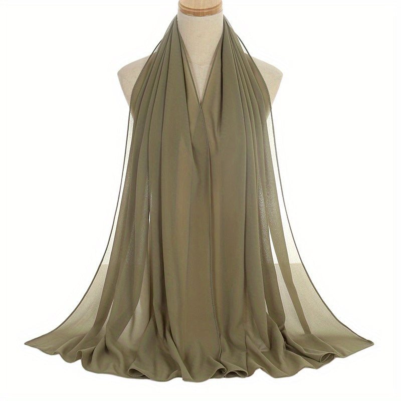 Black and White Chiffon Hijab Lightweight Breathable Headscarf for Women