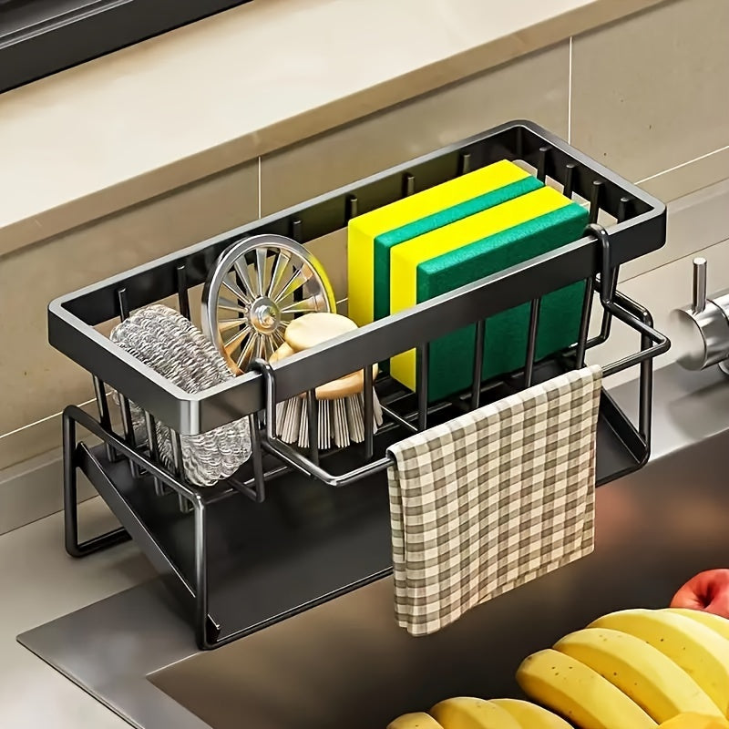 Sink Organizer for Kitchen Sink Caddy with Drainage Slots and Compartments