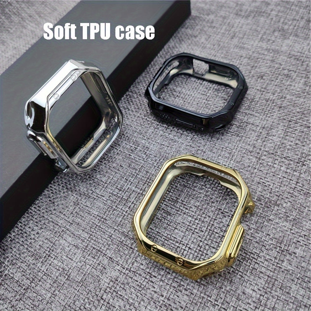Smartwatch Accessories Combo TPU Case and Stainless Steel Band for Apple Watch Ultra Series 9 8 7 6 5 4