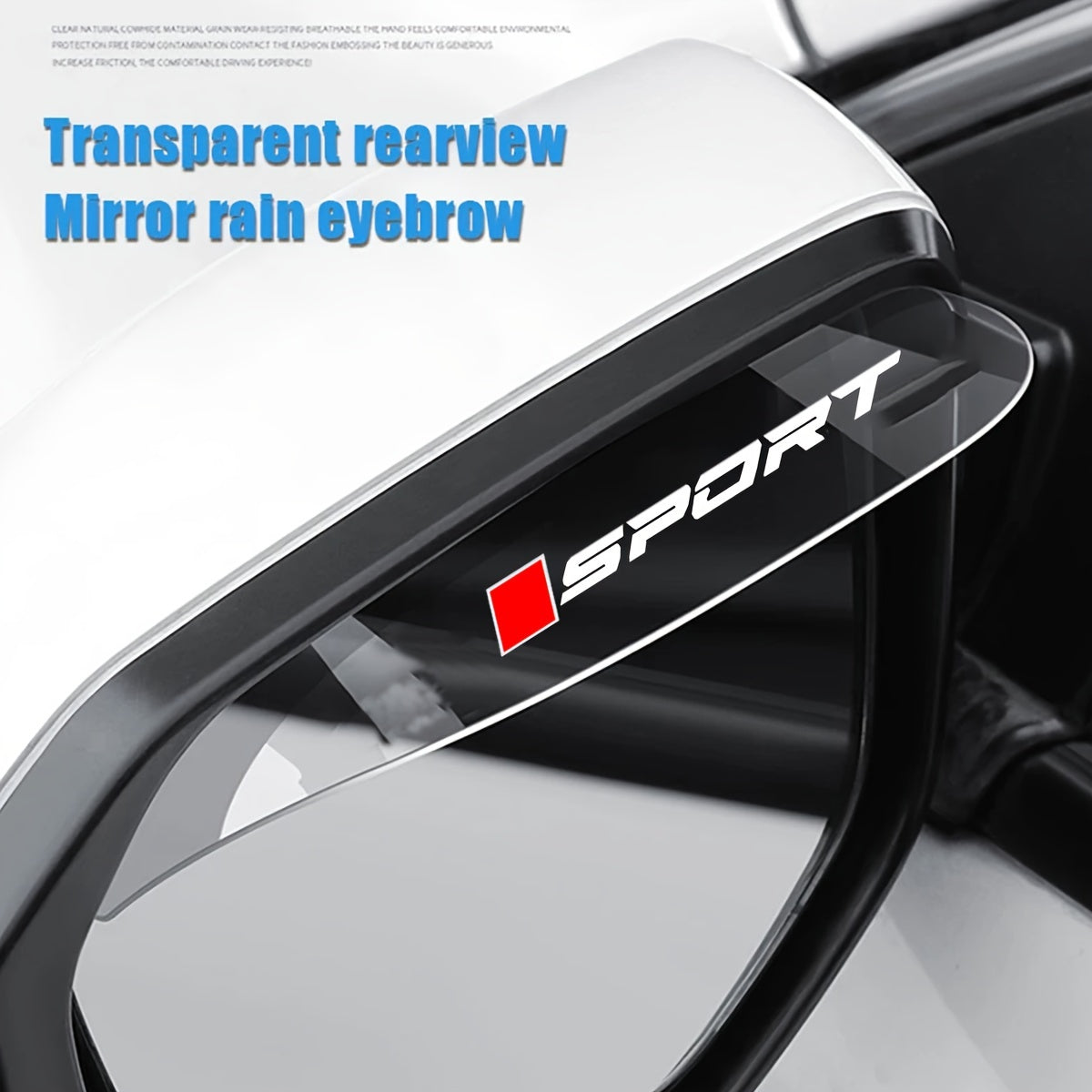 2Pcs Transparent PVC Car Rain Mirror Shade Flexible Rain Eyebrow Cover
