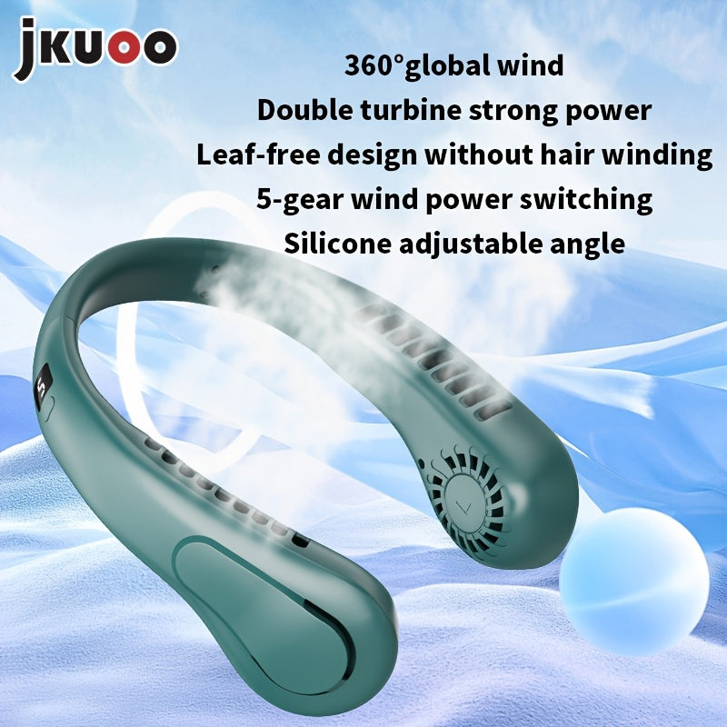 Rechargeable USB Portable Fan with Digital Display, 5-Speed, Wearable for Travel, Outdoor, Office