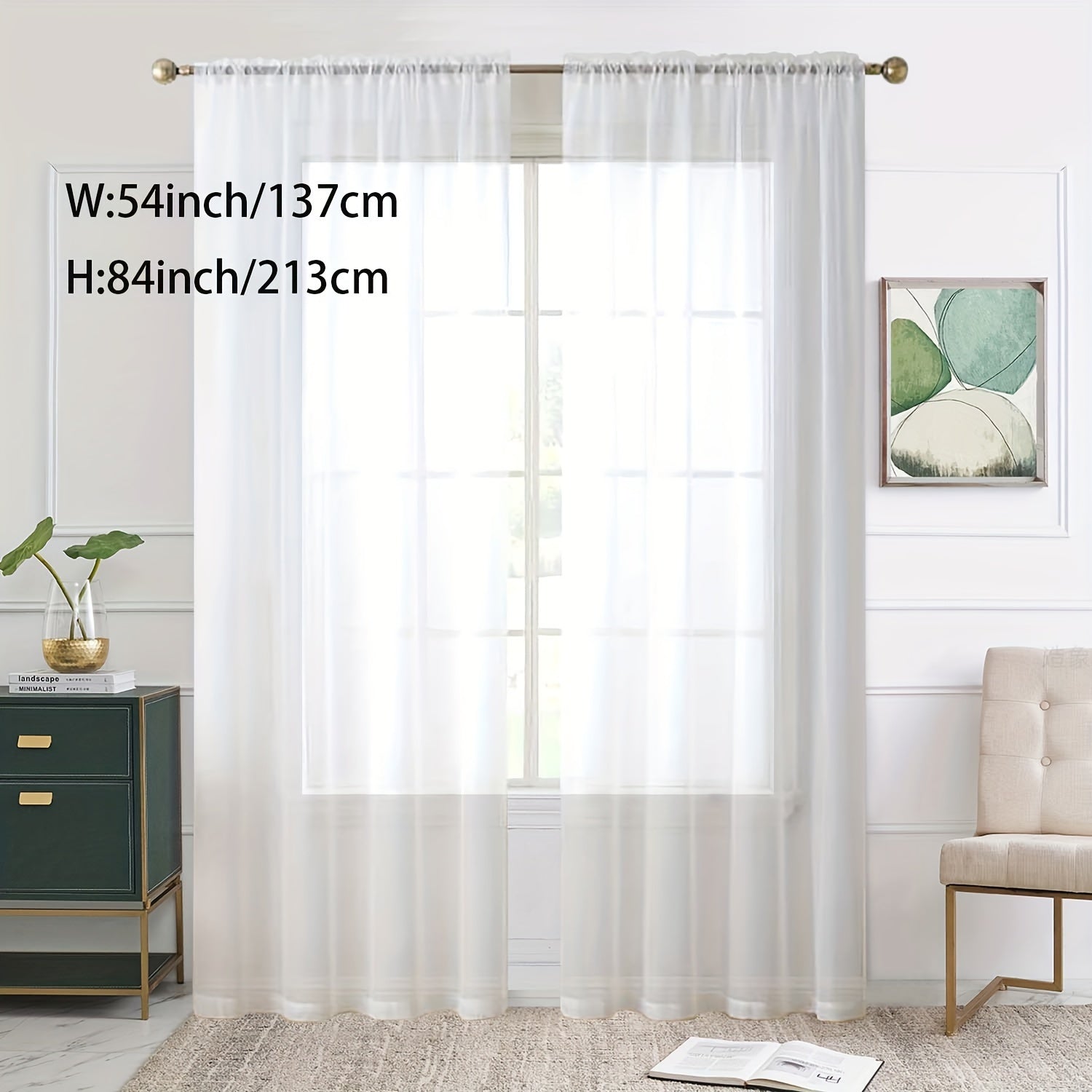 Sheer Curtain Single Panel Light Filtering Privacy Rod Pocket for Living Room Bedroom Kitchen