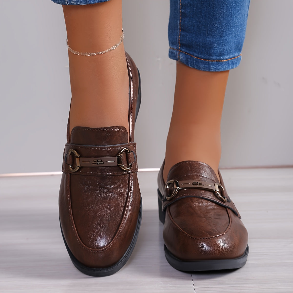 Women's Round Toe Slip-On Flats, Comfortable Rubber Sole, Anti-Slip, Casual Shoes