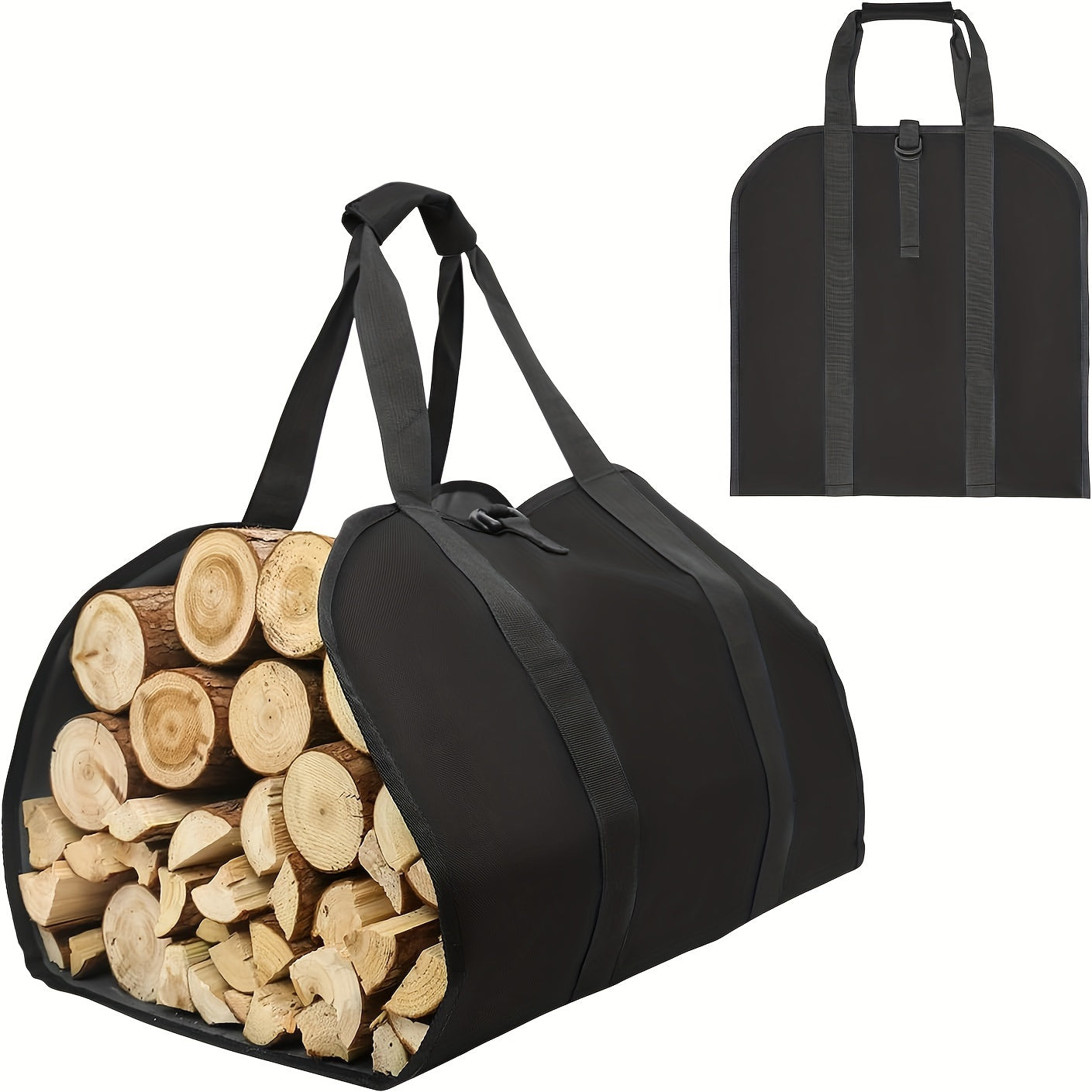 Canvas Log Tote with Handles Firewood Carrier Sturdy Polystyrene Firewood Holder