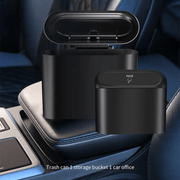 Qora avtomobil axlat qutisi, qopqogʻi bilan, yon eshikga osib qoʻyiladigan saqlash, 1 yoki 2 ta toʻplam