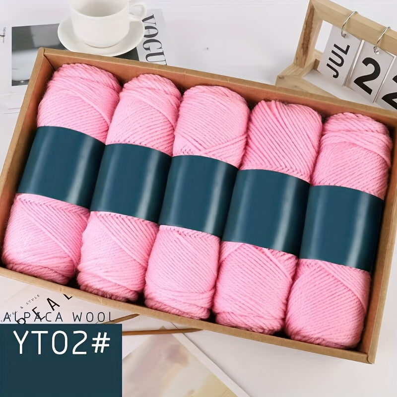 Camel Wool Yarn Pack of 5 Balls 500g Medium Thickness for Knitting Sweaters Scarves