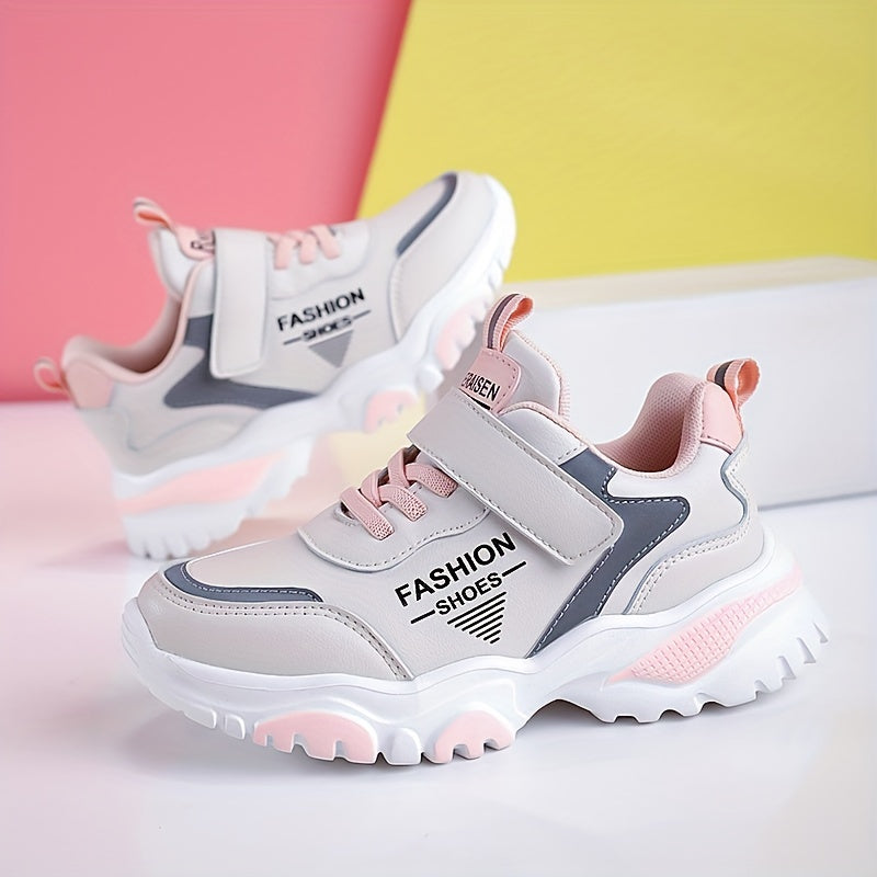 Kids' Breathable Lightweight All-Season Sports Sneakers with Hook-and-Loop Closure